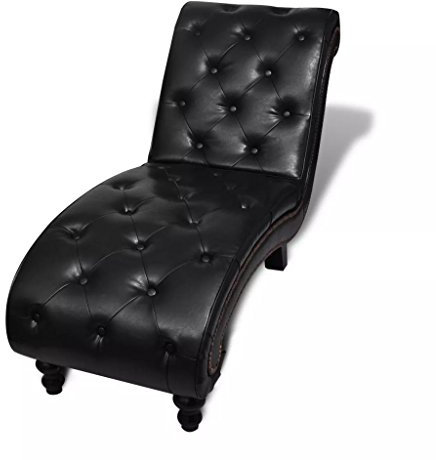 Tidyard Kunstleder Liegesessel, Relaxliege mit Knopf, Ergonomischen Designs, Braun