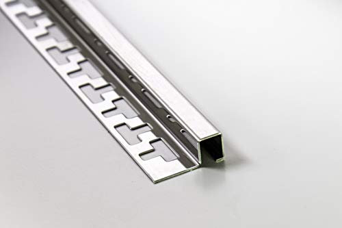 ProDiva DECORAT - Edelstahl V4A Premium Qualität - Fliesenprofil, Quadratprofil, Abschlussleiste, Sockelleiste, Wandabschluss (Poliert, 8 mm) - Länge 2,50 m