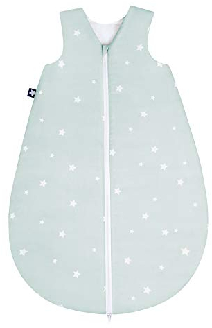 Julius Zöllner Baby Ganzjahresschlafsack aus 100% Baumwolle, Größe 70, 6-12 Monate, Standard 100 by OEKO-TEX, made in Germany, Star mint