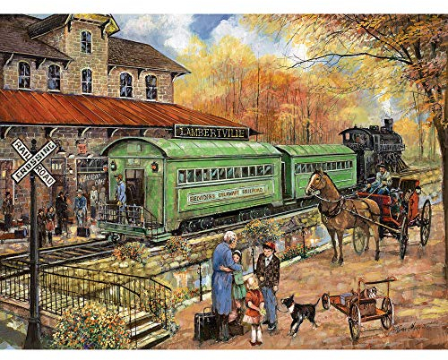 Bits and Pieces - 1000 Teile Puzzle für Erwachsene 61 x 76,2 cm – Welcome Home to Lambertville – 1000 Teile Eisenbahn-Bahn Puzzle von Künstler Ruane Manning