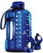 Grande gourde avec paille intégrée et marqueurs de temps pour vous motiver à boire de l’eau, 3,8 L, bleu foncé
