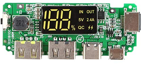 DollaTek 18650-Board Dual USB 5V 2.4A Mobile Module 18650-Lithium Battery Charger-Board with Overcharge Overdischarge Short Circuit Protection DIY USB Board