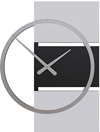 CalleaDesign - Große, Moderne ausgefallene Wanduhr für den Wohnzimmer und Küche XXL-Wanduhren in modernem Design, Modell Adam, 45 x 60 cm, deutsches Funkwanduhr (Schwarze), geräuschlos.
