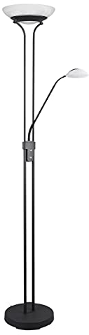 Reality Leuchten LED Deckenfluter ORSON Schwarz mit Leselicht, dimmbar flexibel - 180cm