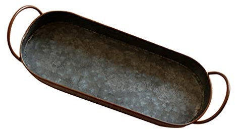 Cabilock Platos Antiguos Bandeja de Hierro de Metal Industrial Bandeja de Servicio con Mango Bandeja de Mesa de Café para La Entrada de La Joyería Decoración Vintage
