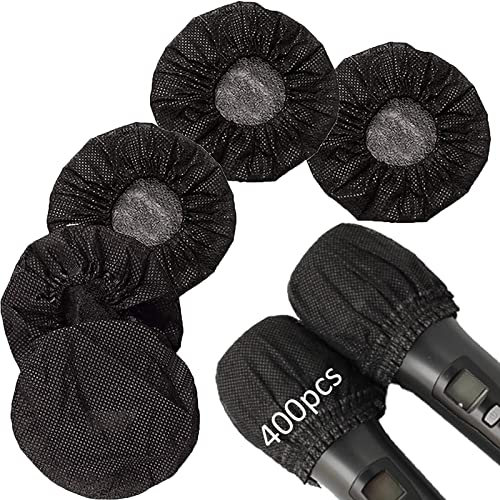 SENENQU 400PCS Housse de Microphone Jetable Noir, Universel Couverture de Microphone, Protection Micro Jetable en Non-tissé Pour Pare-brise, Bonnette Micro Jetable Pour KTV et Enregistrement de Salle