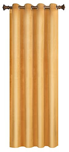 WOLTU Verdunklungsgardine mit Ösen Samtvorhang Blickdicht Thermogardine, 300 g/m² Schwere lichtundurchlässige Verdunklungsvorhang für Schlafzimmer Geräuschreduzierung Senf 140x245 cm (1 Stück)