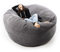 LIVEDECO - Pouf Rond XXL, Déhoussable avec Billes, Velours Côtelé Ultra Doux Gris, Intérieur pour Salon, Chambre - Titan
