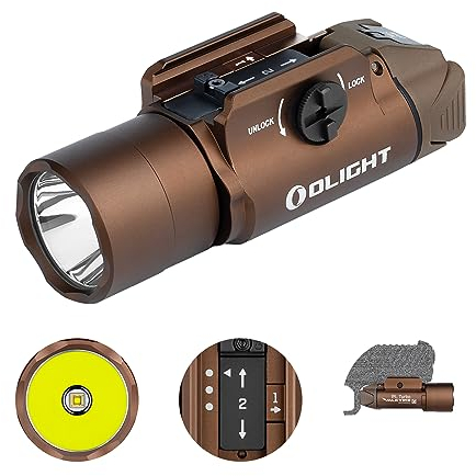 OLIGHT PL Turbo Valkyrie Linterna Táctica LED Potente 800 lúmenes 515 Metros Compatible con Diferentes Rieles para Caza, Búsqueda en Exteriores Utilizada para Actividades Deportivas(Marrón)