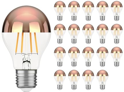 ledscom.de 20x E27 LED Leuchtmittel, A60, warmweiß (2600 K), 7,5 W, 839lm, Kopfspiegel (roségold)