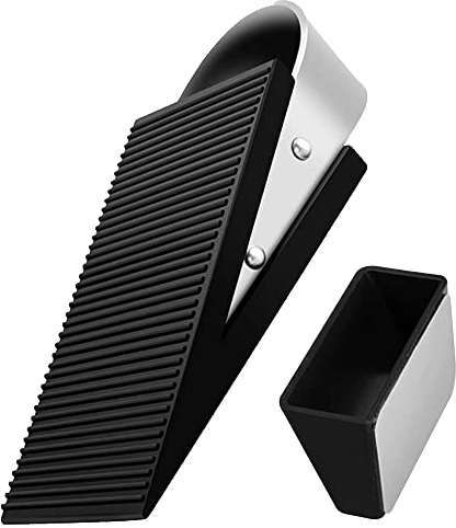 Techoln Robuster Türstopper, Gummikeil, Sicherheits-Türstopper aus 304 Edelstahl, geeignet für alle Bodenoberflächen, mit Aufhängern für einfache Lagerung (1, Schwarz)