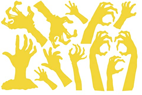 1Set 12 STÜCKE Horror Halloween wasserdichte Acrylspiegel Wanddekoration Aufkleber Abnehmbare Halloween Handform DIY Klebrige Wandaufkleber Abziehbilder Für Zuhause Wandtattoo Baby (Gold, One Size)