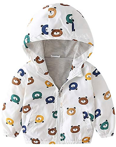 Odizli Veste mi-saison respirante pour enfant garçon et fille - Coupe-vent - Avec capuche, Ours Blanc, 18-24 mois