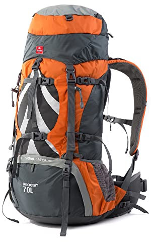 Naturehike Wanderrucksack 70L Herren Damen Ultraleichter Wasserdichter Trekkingrucksack Reiserucksack mit Regenschutz für Outdoor, Bergsteigen,Camping (Orange)