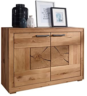 möbelando Sideboard WZ-0315 aus Wildeiche in Natur geölt mit 2 Türen und einem Einlegeboden. Abmessungen (BxHxT) 114x85,5x40 cm