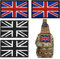 4-Pack British Union Jack Patches - Black & White & Blue UK Flag Embroidered Appliques with Hook and Loop Fasteners for Velcro Patch for Military Uniform, Tactical Bags, Jackets, Jeans, and Hats