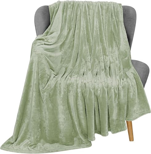 Utopia Bedding Fleecedecke Leichte Decke für Bett, Couch oder Sofa, Geeignet für alle Jahreszeiten [152x127 cm, Salbeigrün]