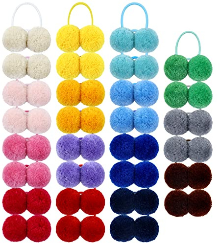Cinaci 30 Stück/15 Paar niedliche 3 cm Pompon-Haargummis, elastische Pigtail-Pferdeschwanz-Halterbänder, Seile, Zubehör für Babys, Mädchen, Säuglinge, Kleinkinder, Kinder