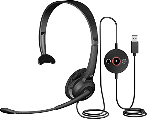 Cyber Acoustics Mono-USB-Headset mit ENC (AC-104ENC) – Fortschrittliche Umgebungsgeräuschunterdrückung, Audio für Anrufe und Musik, Inline-Steuermodul, perfekt für Call-Center, Klassenzimmer, Zuhause