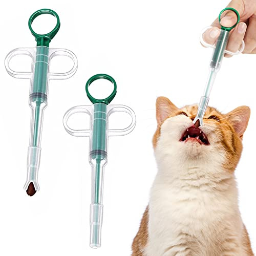 Tabletteneingeber Katze 2 Stück Tabletten Feeder Tablettenteiler Haustier | Medikamenten Spritze Wiederverwendbare Pet Pusher Spritze, Medikamentengeber Katze Tablettengeber für Katzen Kleine Hunde