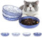 Selamica Katzennapf Flach, 240 ml Futternapf Katze 4er Set, Keramik Katzen Futternapf, Katzenteller, Katzenschüssel für Futter und Wasser, Vintage-Blau