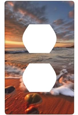 Beach Maui Hawaii Sonnenuntergang Meer Wellen Wolken Druck Wandplattenabdeckung Hitzebeständig Nicht Leicht Auslassabdeckung 11,4 x 7 cm Wandplatte Lichtschalterabdeckung für Schlafzimmer Küche
