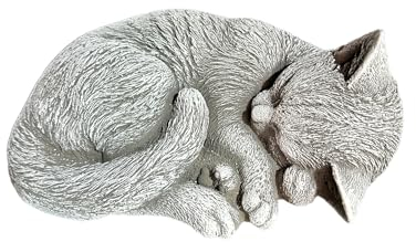 OriginalPaul Skulp & Betondesign Steinfigur Katze Luna, schlafende Katze aus massiven Steinguss (Beton) frostsicher für Garten