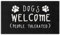 Arttown Dogs Welcome People Tolerated Door Mat, 17 x 30 Inch Funny Black Paw Welcome Doormat Decorative Home Floor Mat, Non Slip Rubber Back and Strong Water Absorption for Outdoor Indoor Decor