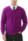 Kallspin Uomo Maglia a Maniche Lunghe con Scollo a V 100% Cotone Pullover Leggero Maglione Solido Casual Business(Viola, 4XL
