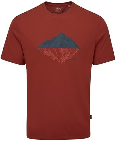 Rab Men's Crimp Reflection Tee Short Sleeve Graphic T-Shirt for Hiking, Trekking, & Everyday Use - Tuscan Red - X-Large