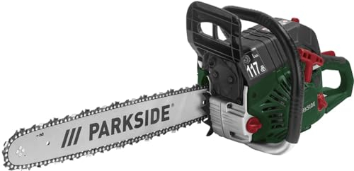 Parkside Motosierra de gasolina PBKS 53, motor de gasolina de 2 tiempos, 2,72 CV, máx. 22,1 m/s, longitud de corte: 44 cm aprox
