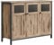 VASAGLE Sideboard, Küchenschrank, Aufbewahrungsschrank, mit Glastüren, für Wohnzimmer, Küche, Esszimmer, Stahlrahmen, Industriestil, Kamelbraun-tintenschwarz LSC099K02