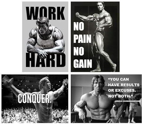 NebulaNova Arnold Schwarzenegger Leinwand posters (4er-Set)-Body building Motivation poster - Wandkunst für Gym, Bürodekor, Dekorationen, Kein Rahmen 12x18inch(30x45cm)