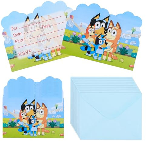 Luclay Party Invitations Kids- 20 Invitation Cards with 20 Envelopes Cartoon Party Invites Children's birthday invites Party Favors Double Sided Invite Cards for Boys Girls Baby Shower Party