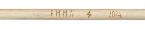Wanapix | Baquetas Personalizadas con Nombre | Baquetas Bateria Personalizadas | Palillos Tambor | Madera de Nogal | 5A - 1,4ø x 40,5 cm | Rayo