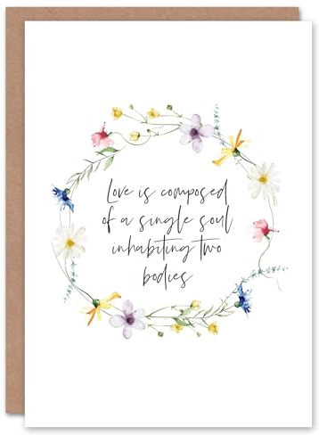 Artery8 Marriage Poem Single Soul Two Bodies Aristotle Floral Blank For Him Or Her Art Wedding Card