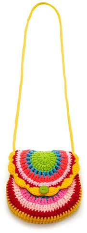 By Bers Häkel Tasche Umhängetasche Kindergartentasche gehäkelt für Kinder Mädchen und Jungen hochwertige Handarbeit (Häkeltasche_bunt_gelb)