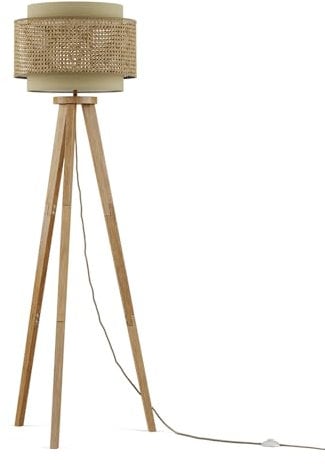 Vicco Stehlampe Morten, Bodenleuchte, Rattan/Creme, 45 x 142 cm