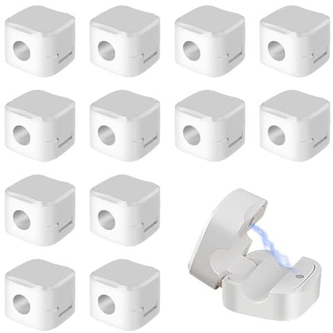 Magnetic Cable Clips,12 PCS Phone USB Charger Cable Magnetic Cable Holder Hide Phone Charging Cable Keeper Adjustable Cable Management for Kitchen Appliances Office Supplies Nightstand