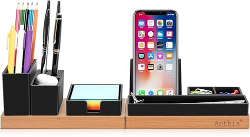 Einstellbarer Schreibtisch-Organizer - Magnetische Holzplatte mit 6 Fächern