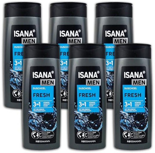 6 er Pack ISANA MEN 3in1 Duschgel Fresh 6 x 300ml Showergel