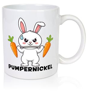 Pumpernickel | Krafttraining | Kaninchen | Fitness - Tasse Weiss - Kaffeetasse/Geschenk/Familie