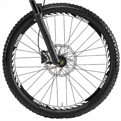 Decalart Aufkleber-Set für Felgen Fahrrad MTB Mountainbike Rennrad komplett für 2 Räder Aufkleber Gewinde Streifen L005 (010 Weiß, 28-29 Zoll)