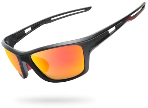 UVTQSSP Sportbrille Fahrradbrille Herren Damen, Polarisierte UV400-Schutz Laufbrille HD Ansicht Vollrahmen Sonnenbrille Ultraleichte Schnelle Brille