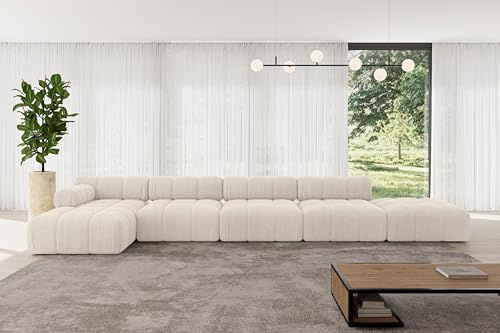 ALTDECOR Modulares Sofa Ecksofa in L-Form Corner modular Sofa Eckcouch Couch Wohnlandschaft Cauchsofa Polstersofa Lizur-L3-475x160x70 cm Beige