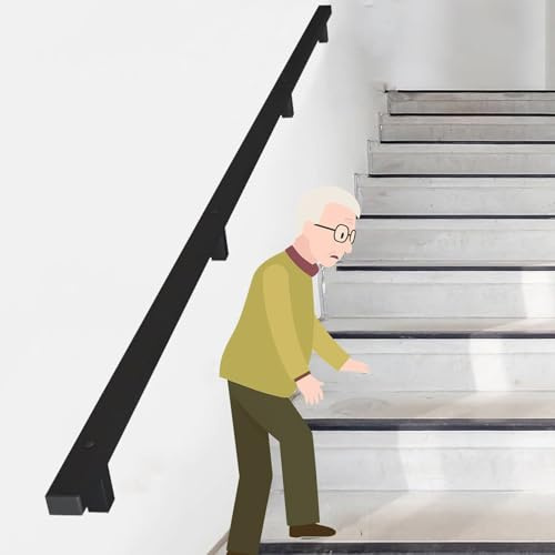 Treppengeländer Rutschfester Handlauf Aus Eisen Für Den Außenbereich, Länge 0,3 1,5 3 6 M, Robuste Handläufe Zur Wandmontage, Geländer Für Loft-Terrassendielen Für Balkon(L 100cm/3.3ft)