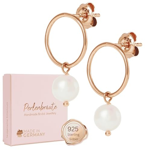 Schmuck mit Perlen Hochzeit – premium 925 – Ohrringe Braut – hochwertiger Brautschmuck Perlen – Damen Schmuck gold Braut – Brautohrringe, Ohrstecker