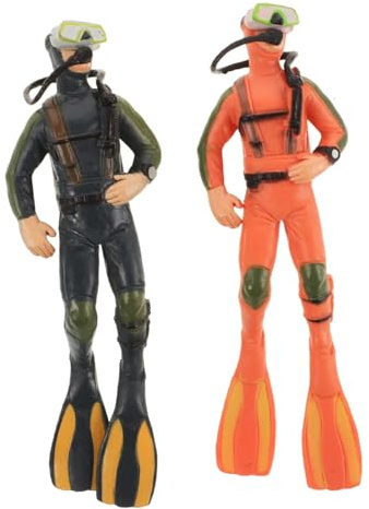 GALPADA 2 Stück Teiliges Aquarium Deko Taucher Figuren aus Resin Realistische Fischbecken Accessoires Sichere Langlebige Fisch Tank Dekoration für Aquarium Teich und Schreibtisch