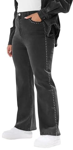 Yours Curve Studded Wide Leg Jeans - Women's - Plus Size Curve