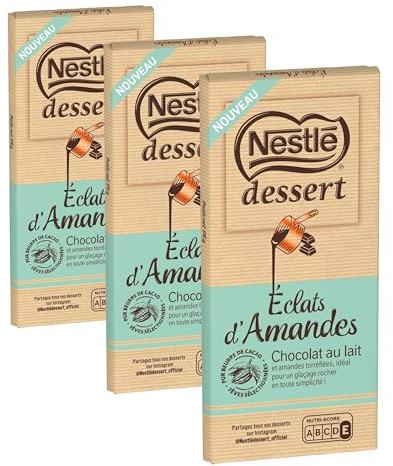 Nestlé Dessert - Chocolat Lait Eclats d'Amandes - Tablette de 170g (Lot de 3)